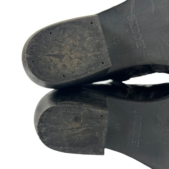 Dkode Jemila Leather Textured Crocodile Embossed Ankle Boots in Black Size 40 - Picture 12 of 12